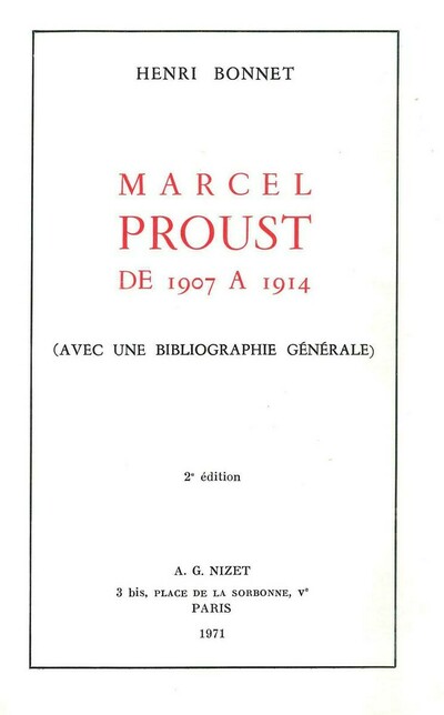 Marcel Proust de 1907 à 1914